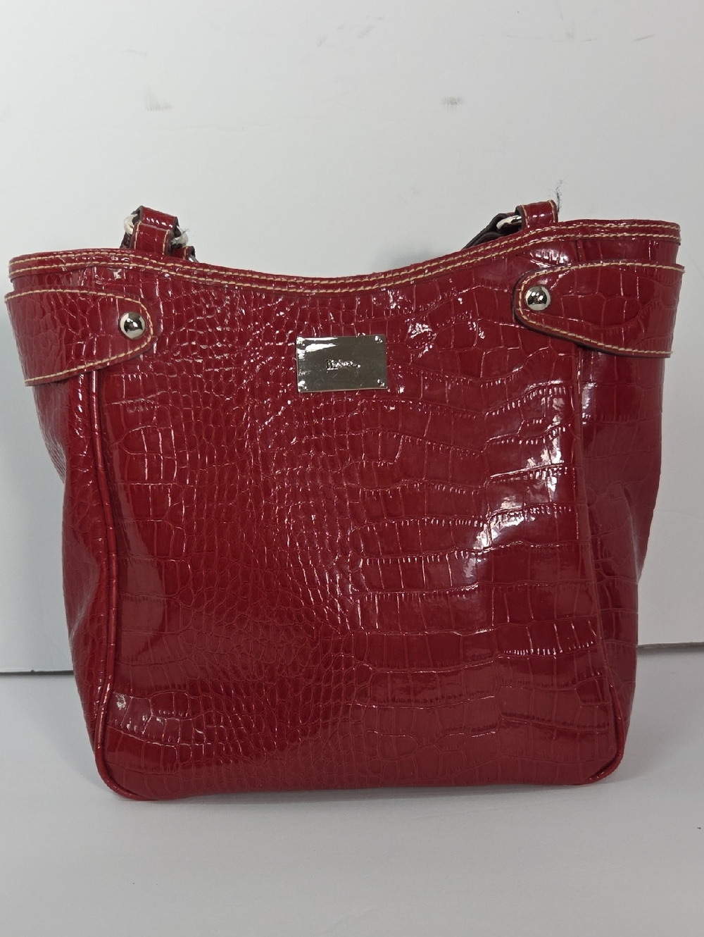 Liz&Co Red Croc-Embossed Patent Tote